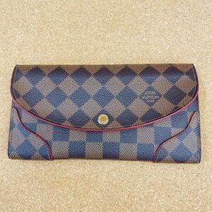 美品☆ルイヴィトン ＊ LOUIS VUITTON ダミエ ポルトフォイユ カイサ ホック付長財布 スリーズ 赤 M61221 2つ折り