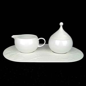 ★美品 ◆ ローゼンタール　Rosenthal 魔笛　ホワイト シュガーポット クリーマー トレイ 3点セット 廃盤　希少　レア