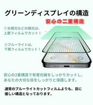 iPhone XSMax 11ProMax ブルーライトカット アンチグレア グリーン 強化ガラス フィルム 非光沢 さらさら マット 指紋防止_画像3