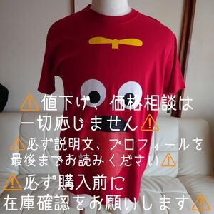 ガチャピン＆ムック　ムック半袖シャツ　メンズLサイズ　ｈ 半袖Tシャツ Tシャツ レッド