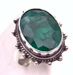  natural stone emerald silver925 ring *12 number 