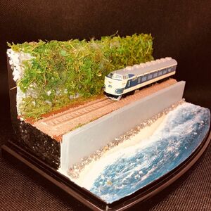 ②ケース付きジオラマ　海沿いの線路