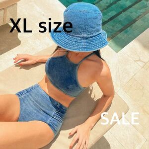 SALE 水着 ビキニ レディース 韓国 デニム パンツ シンプル おしゃれ XL