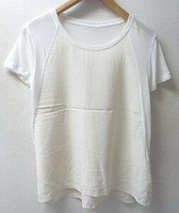 ◆TOMORROWLAND トゥモローランド 切替デザイン シルクタッチ Tシャツ 白 サイズ1