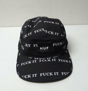 ★　中古品　帽子　HUF 　ハフ　 FUCK 　IT 　プリント 　5P　 パネル 　キャップ　 CAP 　黒　美品　トラッカー　スケーター　