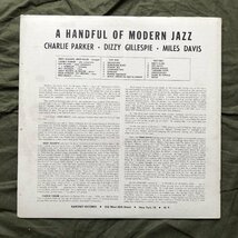 美盤 1959年 米国盤 オリジナル盤 Charlie Parker LPレコード A Handful Of Modern Jazz: Dizzy Gillespie, Miles Davis, Milt Jackson_画像2