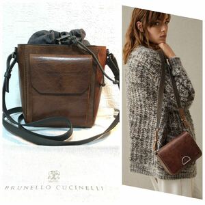  beautiful goods Brunello Cucinelli 1819AW shoulder bag original leather Blend effect 