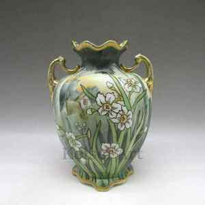  Old Noritake gold paint ... flower writing vase U2228