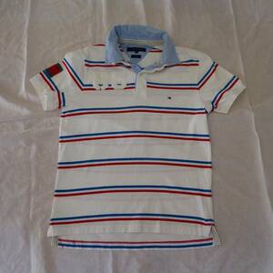 ◆送料無料◆TOMMY HILFIGER◆トミーヒルフィガー◆85◆ロゴ◆SlimFit◆半袖◆ポロシャツ◆二重襟◆ゴルフ用◆メンズ◆Mサイズ◆綿100%◆夏