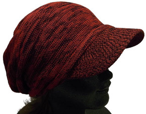 新品 送料無料 コットンニットキャップ 【 レッド ｘ ブラック 】 メンズ レディース つば付きニット帽 キャスケット シンプル 帽子 赤 黒