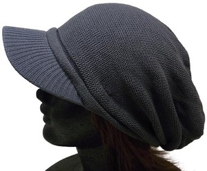 新品 送料無料 コットンニットキャップ 【 チャコールグレー 】　メンズ レディース つば付きニット帽 キャスケット 帽子