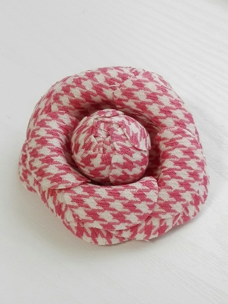 千鳥格子 バラ ローズ 薔薇 コサージュ ピンク 白