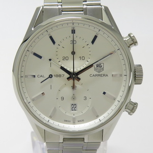 【中古】TAGHeuer 腕時計 カレラ 1887 自動巻き クロノグラフ SS ホワイト文字盤 CAR2111 BA0720