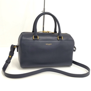 【中古】SAINT LAURENT ベイビー ダッフル 2WAYバッグ ショルダーバッグ レザー ネイビー 330958