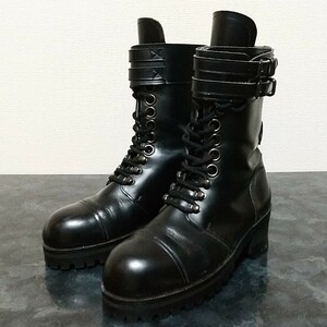 LUNA MATTINO ルナマティーノ コンバットブーツ ブラック 黒 サイズM 25.0 25.5 レザー レースアップ Jean Paul GAULTIER VERSACE