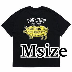 ポークチョップ　Tシャツ/PORKCHOP BLACK YL M