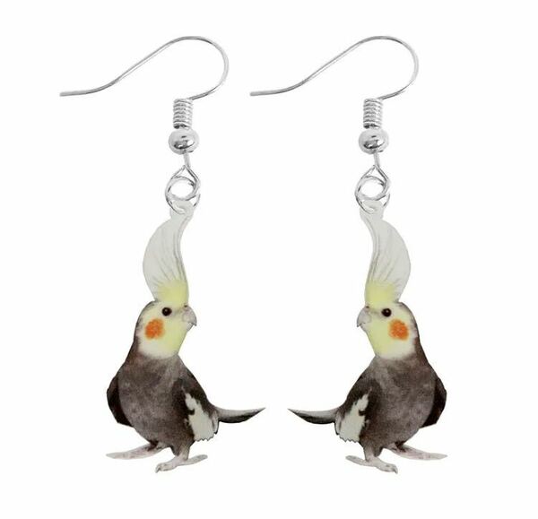 【新品】オカメインコ　ピアス　グッズ　アクセサリー　コレクション　黄色　鳥　可愛い　動物　インコ