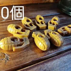 手榴弾型コードストッパー10個【カーキ】