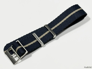 22mm high quality square strap wristwatch belt fabric NATO black × navy blue × beige wristwatch for band 