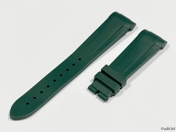 ラグ幅:22mm ラバーベルト グリーン 腕時計ベルト バンド ハイグレード 【TUDOR チューダー 対応 ヘリテージ ブラックベイ GMT クロノ】