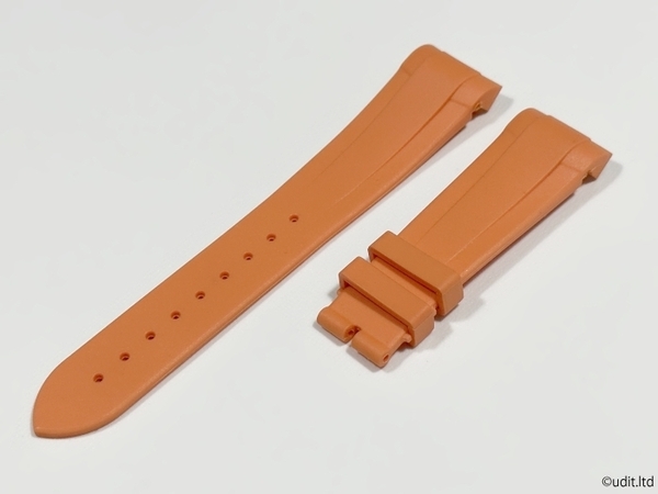 ラグ幅:22mm ラバーベルト オレンジ 腕時計ベルト バンド ハイグレード 【TUDOR チューダー対応 ヘリテージ ブラックベイ GMT クロノ】
