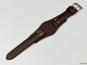  rug width :22mm rivet original leather bndo one body leather belt wristwatch belt Brown wristwatch for band mat tail pills : silver 