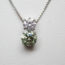 PT900/850 ダイヤモンド ネックレス 0.602ct Fancy light green Si1 VG Treated color 鑑定書付 0.30ct 新品同様美品　送料無料！！_画像9