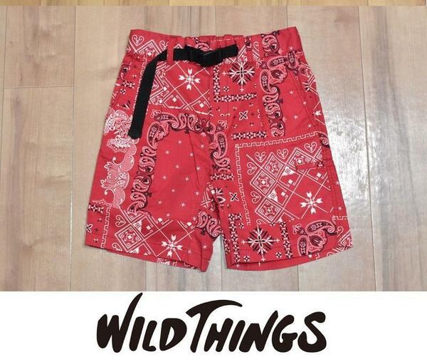 【送料無料】新品 WILD THINGS バンダナ ロードショーツ XS ワイルドシングス レッド ◆