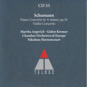 [CD/Teldec]シューマン:ピアノ協奏曲イ短調Op.54他/M.アルゲリッチ(p)&N.アーノンクール&ヨーロッパ室内管弦楽団 1992-1994
