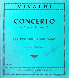 ヴィヴァルディ 2本のバイオリンのための協奏曲 イ短調 (2本のバイオリンとピアノ) 輸入楽譜 Vivaldi Concert in A minor 洋書