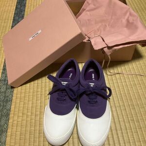  super-beauty goods MiuMiu MIU MIU purple simple sneakers 25.5cm( Europe size 38.5)