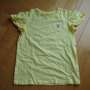 子供 １６０ 半袖 Ｔシャツ 黄色系 薄い黄色 キャンディ 刺繍 ＧＵ 未使用 フリル 160サイズ トップス 半袖Tシャツ キッズ