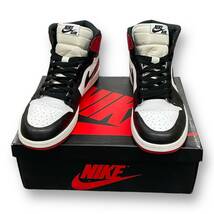 希少 ● NIKE AIR JORDAN 1 RETRO HIGH OG BLACK TOE つま黒 ジョーダン1 スニーカー ナイキ 555088-184 26.5cm_画像1