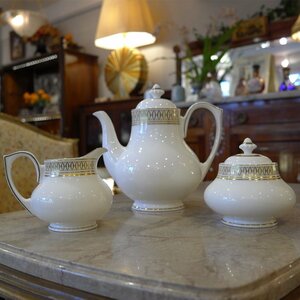 [ Vintage Cartier teapot 3 point set ] Cartier bo-n tea ina ceramics France England milk pot creamer kitchen wear Paris 