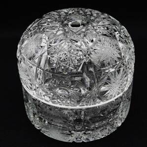 A34 美品 北一硝子 ボヘミアクリスタルガラス 蓋付き 菓子器 キャンディーポット カットガラス 小物入れの画像4