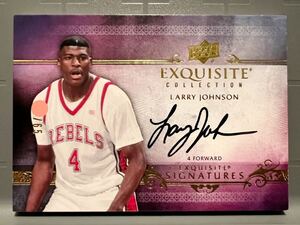 最高級直書/65 Auto 13 Upper Deck Exquisite Larry Johnson ラリー・ジョンソン サイン NBA バスケ ニックス Panini Knicks ROY All-star