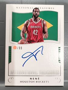 最高級直書99枚 国旗 Auto 17 Panini National Treasures Nene ネネイ 国宝 NBA 直筆 サイン バスケ Rockets ロケッツ ユニフォーム バスケ