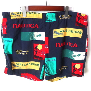 90s nautica ノーティカ 総柄 ナイロン スイム ショートパンツ(メンズ S)海パン 90年代
