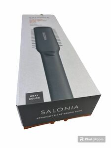 SALONIA サロニア ストレートヒートブラシ　スリム　SL-012GRS グレー【美品】［24時間以内発送]