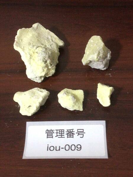 片山地獄で採取した天然 自然 硫黄 単体 鉱物 鉱石 黄色 雲母 iou-009