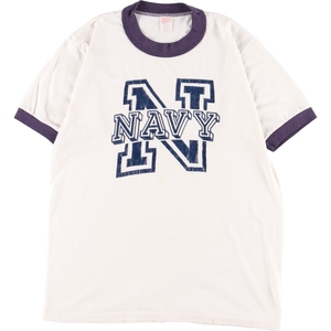 古着 80年代 ソフィー SOFFE U.S.NAVY プリントTシャツ リンガーTシャツ USA製 メンズS ヴィンテージ /eaa349711