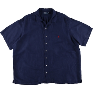 ビッグサイズ 90年代 ラルフローレン POLO by Ralph Lauren 半袖 オープンカラー リネンシャツ ボックスシャツ メンズXXXL /evb000858