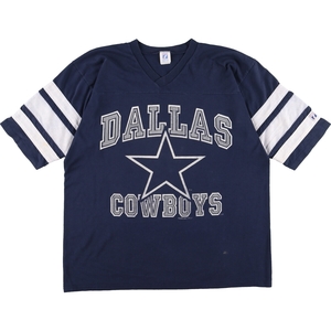 古着 90年代 LOGO7 NFL DALLAS COWBOYS ダラスカウボーイズ Vネック フットボール七分袖Tシャツ USA製 メンズXL ヴィンテージ /eaa351348