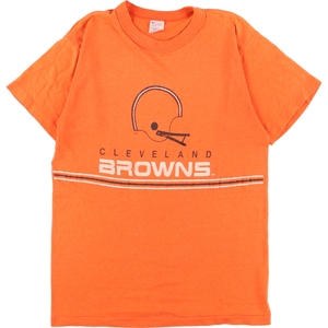 古着 80年代 チャンピオン トリコタグ NFL CLEVELAND BROWNS クリーブランドブラウンズ スポーツプリントTシャツ USA製 メンズS /eaa352036