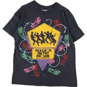 古着 80年代 ヘインズ NEW KIDS ON THE BLOCK ニューキッズオンザブロック 両面プリント バンドTシャツ バンT USA製 メンズS /eaa351782