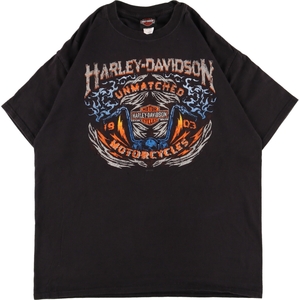 古着 ヘインズ Hanes Harley-Davidson ハーレーダビッドソン 両面プリント モーターサイクル バイクTシャツ メンズL /eaa355137