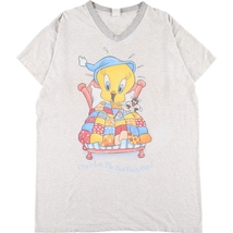 古着 LOONEY TUNES ルーニーテューンズ TWEETY トゥイーティー Vネック キャラクタープリントTシャツ メンズXXL ヴィンテージ /eaa355668_画像1