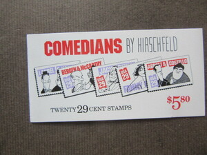 アメリカ　COMEDIANS BY HIRSCHFELD　5.8$　切手帳29¢×20枚　未使用