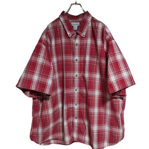 carhartt 半袖ワークシャツ size 4XL キング ビッグ レッド チェック ポケットタグ 綿100％ ゆうパケットポスト可 古着 洗濯 プレス済 365