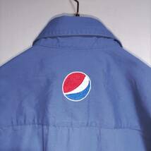 aramark 半袖ワークシャツ size XL オーバーサイズ ブルー ゆうパケットポスト可 胸 背中 ロゴ 刺繍 PEPSI 古着 洗濯 プレス済 422_画像6